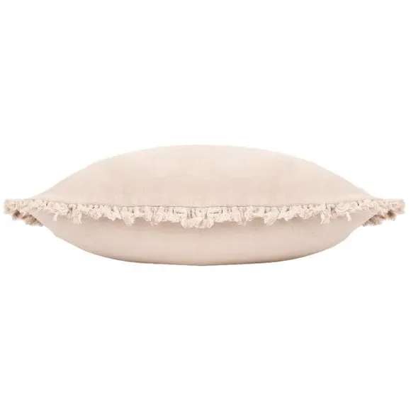 Square Cushion with Fringe - Natural, Cotton