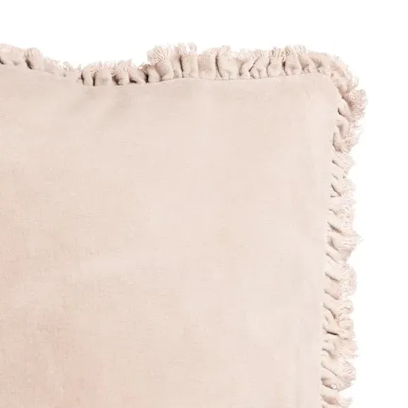 Square Cushion with Fringe - Natural, Cotton