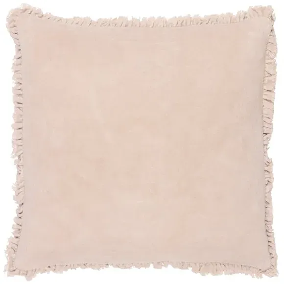 Square Cushion with Fringe - Natural, Cotton image