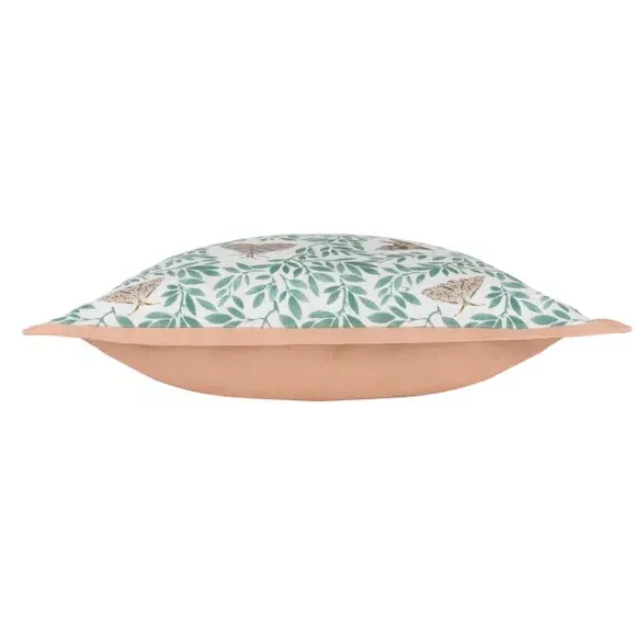 Square Cushion with Moth Print - Pink, Cotton