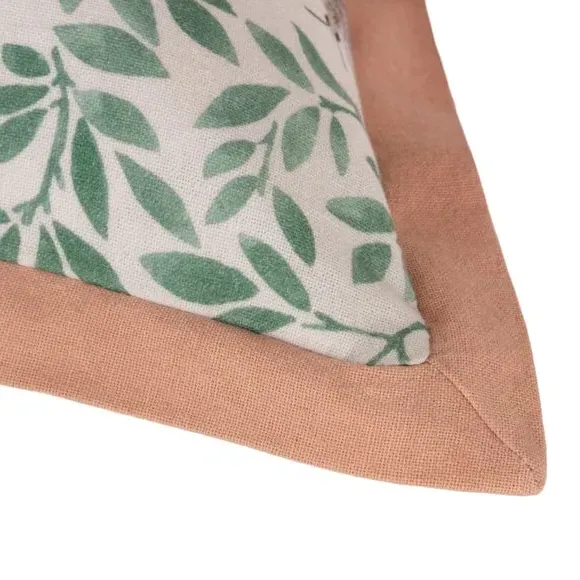 Square Cushion with Moth Print - Pink, Cotton