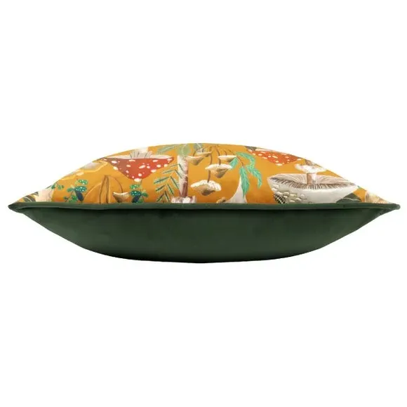 Square Cushion with Mushroom Print - Multicolor