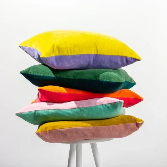 Square Cushion with Reversible Design - Cotton