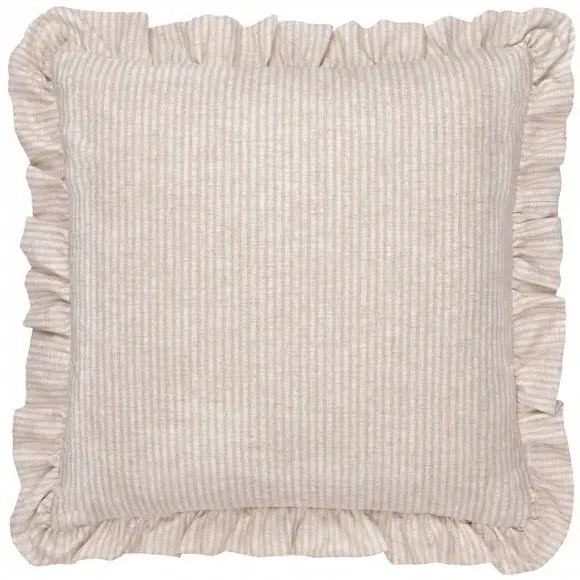 Square Cushion with Ruffle Trim - Pink, Linen