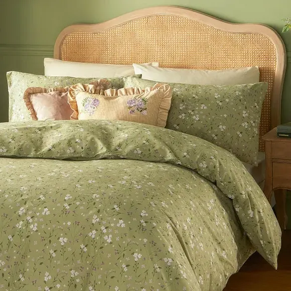 Square Cushion with Ruffle Trim - Yellow, Linen