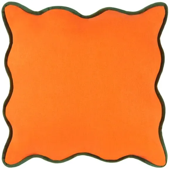 Square Cushion with Scalloped Edge - Orange