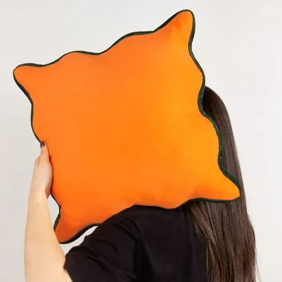 Square Cushion with Scalloped Edge - Orange