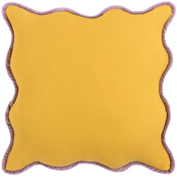 Square Cushion with Scalloped Edge - Yellow