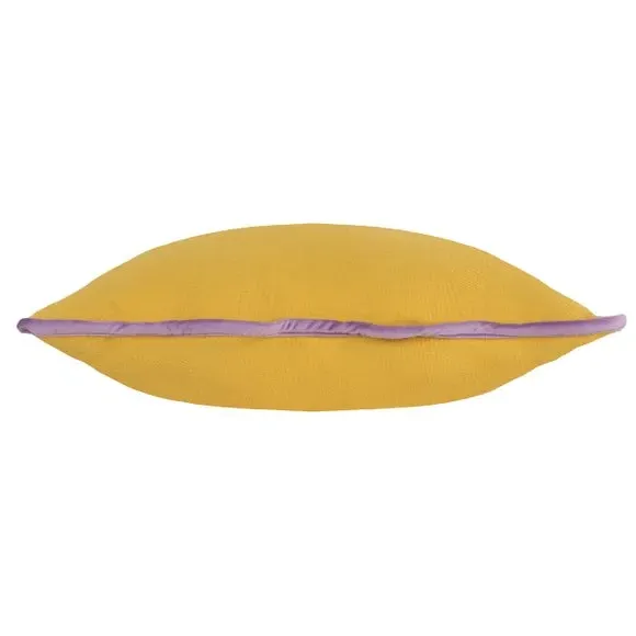 Square Cushion with Scalloped Edge - Yellow