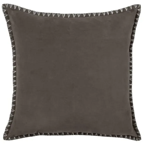 Square Cushion with Stitch Edge - Grey, Polyester