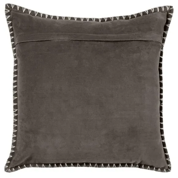 Square Cushion with Stitch Edge - Grey, Polyester