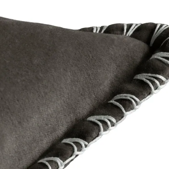 Square Cushion with Stitch Edge - Grey, Polyester