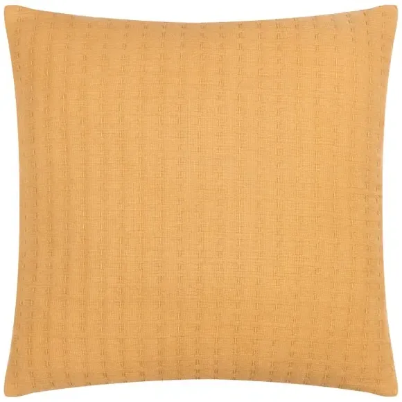 Square Cushion with Textured Design - Honey, Cotton