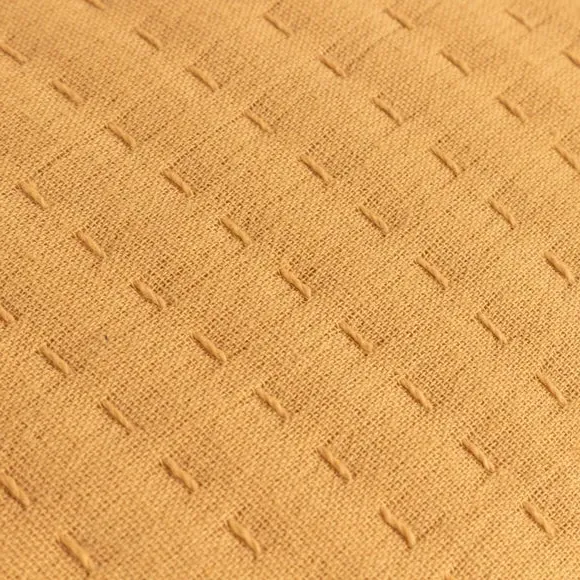 Square Cushion with Textured Design - Honey, Cotton