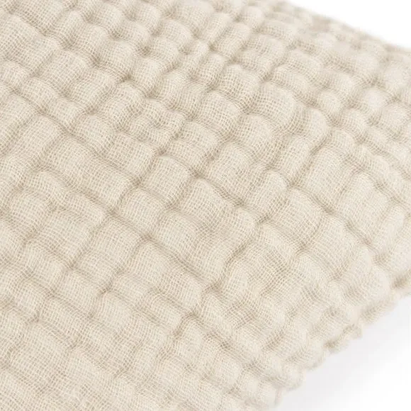 Square Cushion with Textured Design - Natural, Cotton