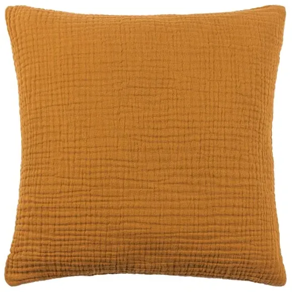 Square Cushion with Textured Design - Orange, Cotton