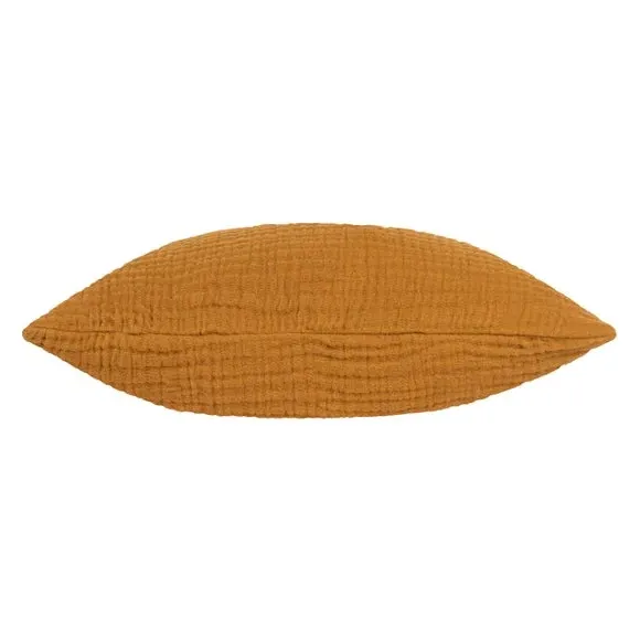 Square Cushion with Textured Design - Orange, Cotton