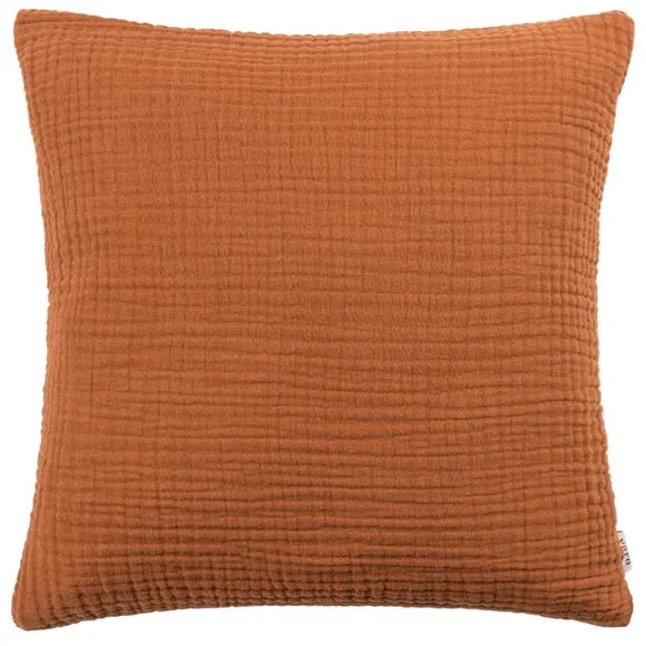 Square Cushion with Textured Design - Pecan, Cotton