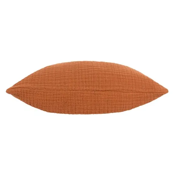 Square Cushion with Textured Design - Pecan, Cotton