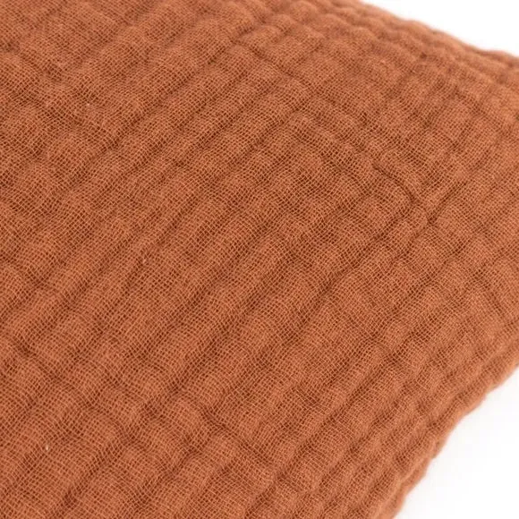 Square Cushion with Textured Design - Pecan, Cotton