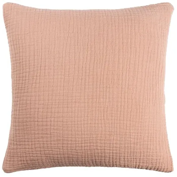 Square Cushion with Textured Design - Pink Clay, Cotton