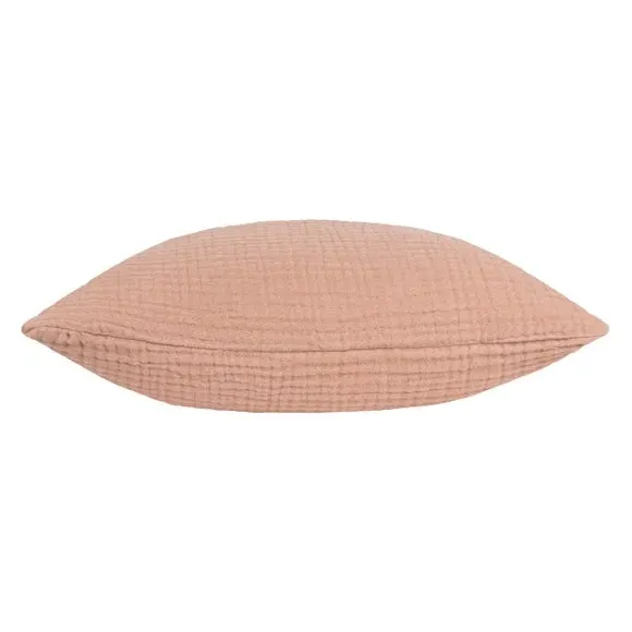 Square Cushion with Textured Design - Pink Clay, Cotton