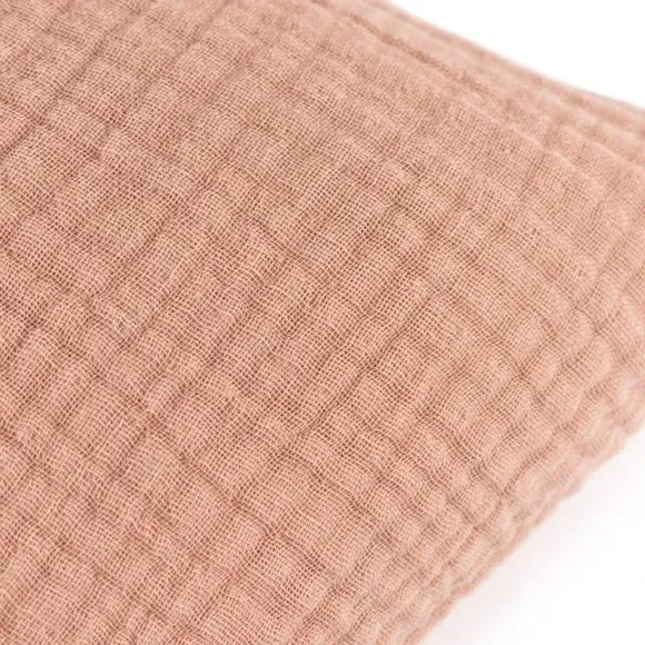 Square Cushion with Textured Design - Pink Clay, Cotton