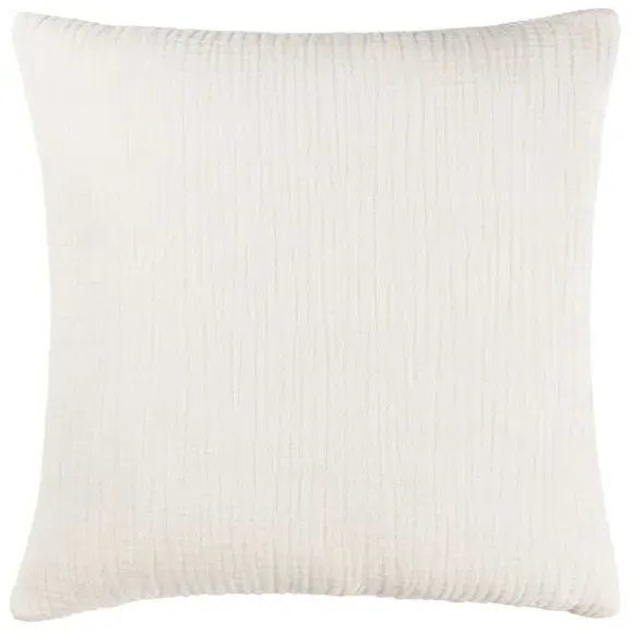 Square Cushion with Textured Design - White, Cotton