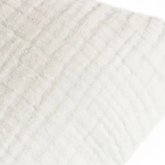 Square Cushion with Textured Design - White, Cotton