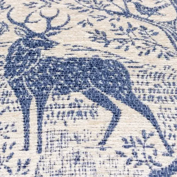 Square Cushion with Woodland Pattern - Midnight