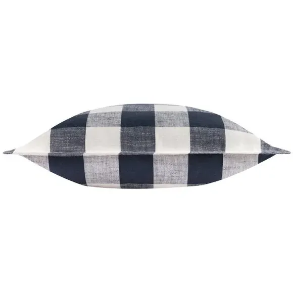 Square Outdoor Cushion Check Design - Navy, Cotton