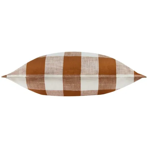 Square Outdoor Cushion Check Design - Pecan, Cotton