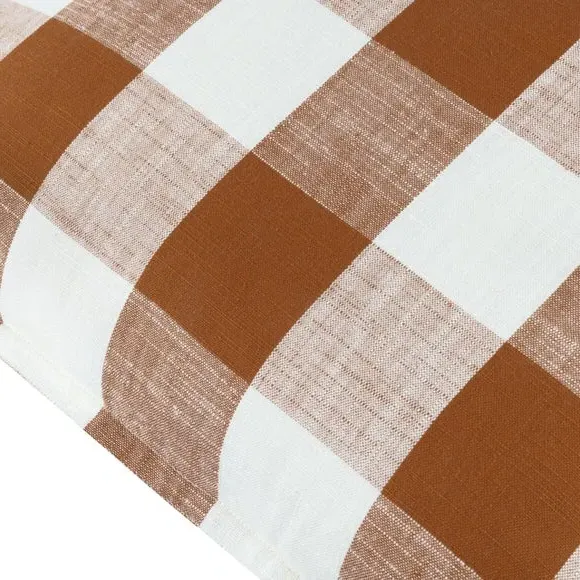 Square Outdoor Cushion Check Design - Pecan, Cotton