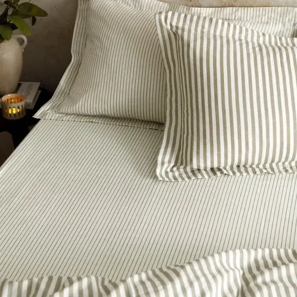 Striped Fitted Sheet - Mole, Cotton