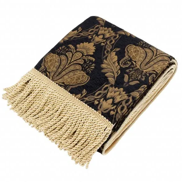 Throw Blanket with Fringe - Black, Polyester