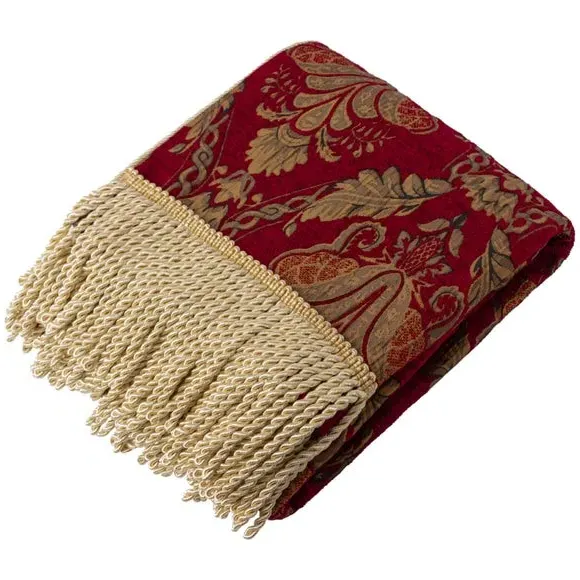 Throw Blanket with Fringe - Burgundy, Polyester