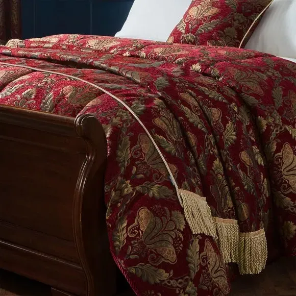 Throw Blanket with Fringe - Burgundy, Polyester
