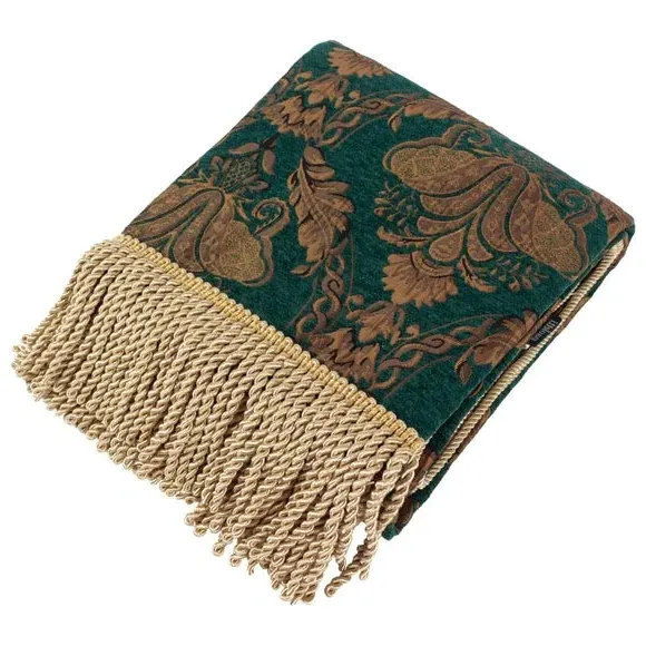 Throw Blanket with Fringe - Emerald, Polyester