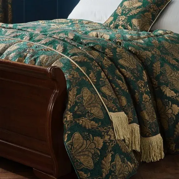 Throw Blanket with Fringe - Emerald, Polyester