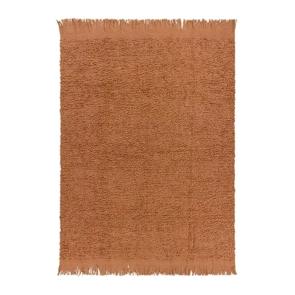 Throw Blanket with Fringe - Ginger, Boucle