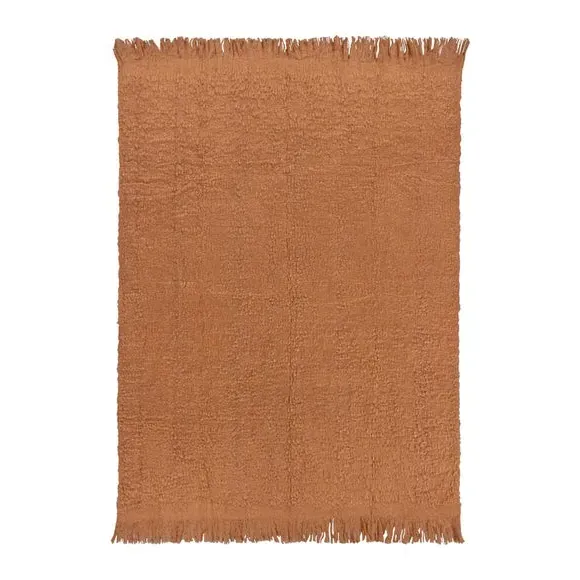 Throw Blanket with Fringe - Ginger, Boucle