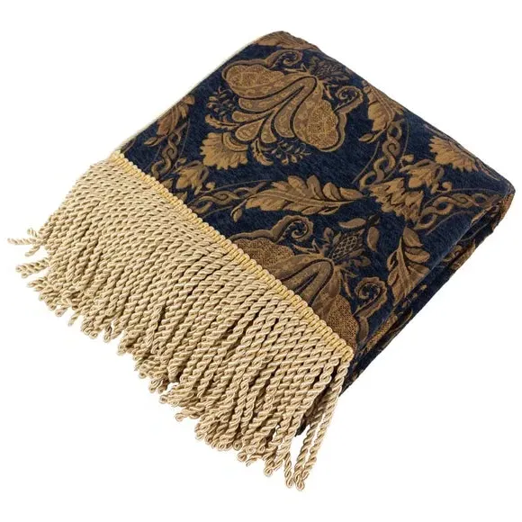Throw Blanket with Fringe - Navy, Polyester