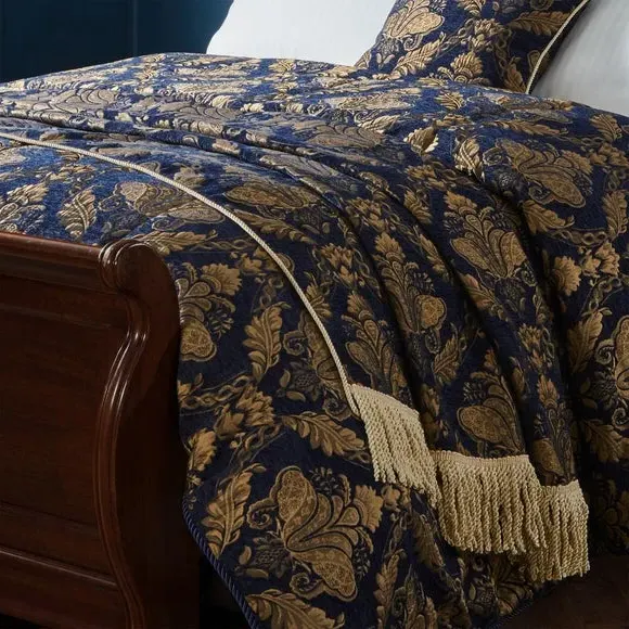 Throw Blanket with Fringe - Navy, Polyester