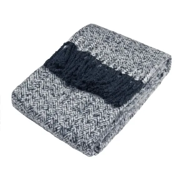Throw Blanket with Tassels - Navy, Acrylic