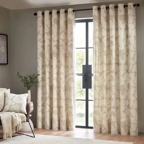 Unlined Eyelet Curtains - Natural, Polycotton