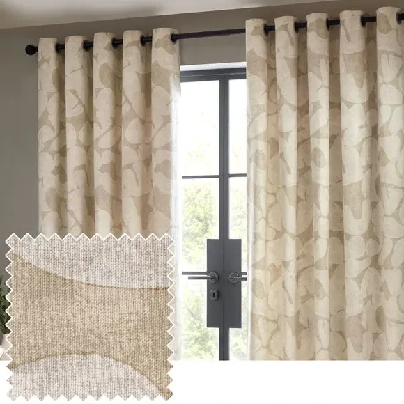Unlined Eyelet Curtains - Natural, Polycotton