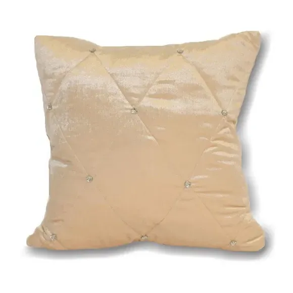 45cm Cushion with Diamante Crystals - Cream, Satin image
