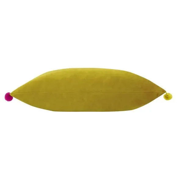 Decorative Cushion with Pom Pom Trim - Multicolor, Velvet