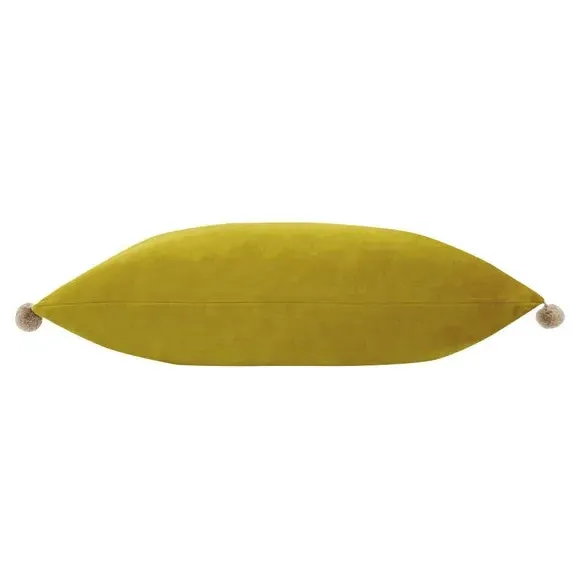 Decorative Cushion with Pom Pom Trim - Primrose, Velvet