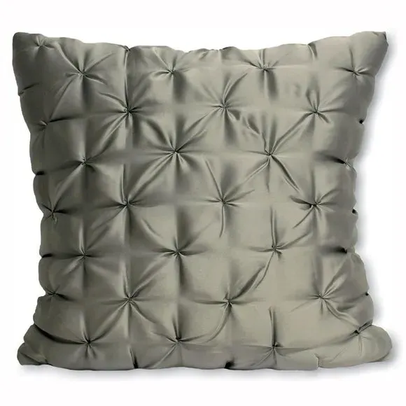 Quilted Cushion Cover - Grey, Satin